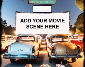 Vintage Drive Inn Theatre  PNG | 70s 80s Movie Clipart | Digital Files | T Shirt Mug Sticker Pillow Tote Design | 300dpi - Add any movie!