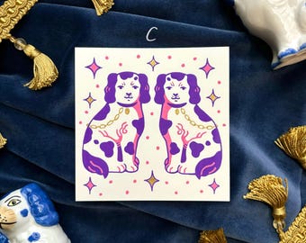 OOAK Original Staffordshire Dog Mini Illustration | Hand-Drawn | (C)