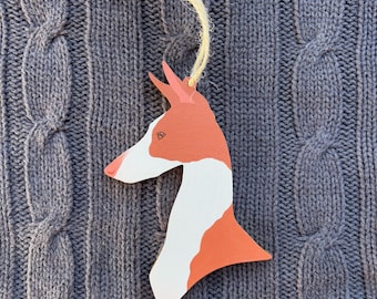 Ibizan Hound / Podenco Ibicenco - Custom Hand-Painted Ornament (Head Profile Version)