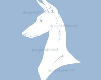 Ibizan Hound Head Profile - White Glossy Vinyl Decal for Car Windows/Water Bottles/etc