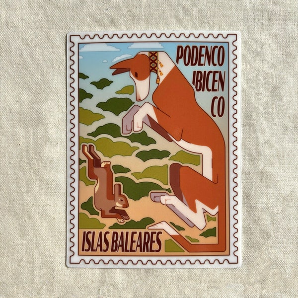 Ibizan Hound | Podenco Ibicenco | Transparent Glossy Vinyl Stamp Sticker Decal