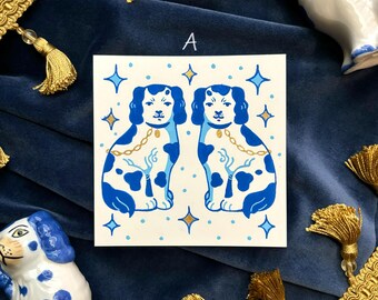 OOAK Original Staffordshire Dog Mini Illustration | Hand-Drawn | (A)