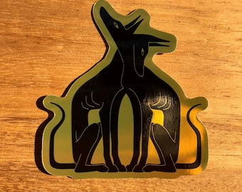 Ibizan Hound | Pharaoh Hound | Hieroglyphic-Inspired Glossy Gold Vinyl Sticker | Sighthound
