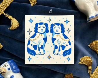 OOAK Original Staffordshire Dog Mini Illustration | Hand-Drawn | (B)
