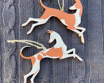 Ibizan Hound / Podenco Ibicenco - Custom Hand-Painted Ornament (Jumping Version)
