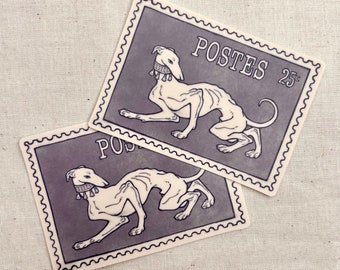 Greyhound | Whippet | Italian Greyhound | Sighthound - Vintage Style Matte Vinyl Postage Stamp Sticker | Decal