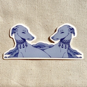 Hounds and Clouds - Transparent Matte Vinyl Sticker Decal | Sighthound | Greyhound | Whippet | Dog