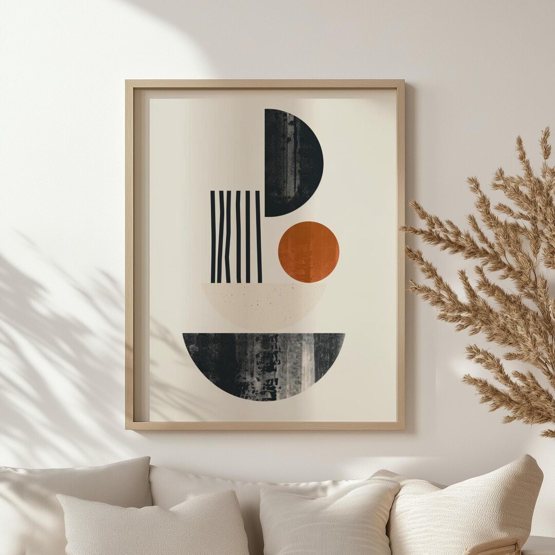 Mid Century Modern Abstract Wall Art Printable, Geometric Terracotta ...