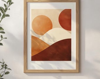 Terracotta Minimalist Abstract Landscape Print