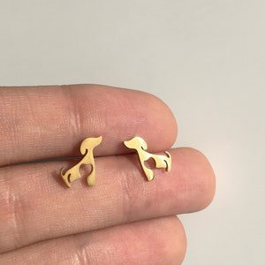 Dog Stud Earrings, Animal Design, Cute Earrings, Minimalist Earrings, Gold Earrings, Dog Lover Gift, Fun Earrings, Gift for Her, E014 image 1