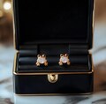 Frog Opal Stud Earrings, Tiny Frog, Opal Earrings, Animal Earrings, Rose Gold Silver Stud Earrings, White Fire Opal Nature Animal Lover Gift