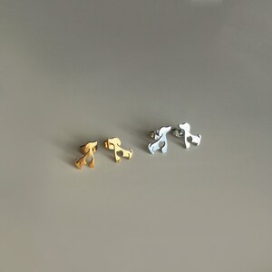 Dog Stud Earrings, Animal Design, Cute Earrings, Minimalist Earrings, Gold Earrings, Dog Lover Gift, Fun Earrings, Gift for Her, E014 image 4