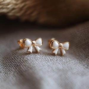 Ribbon Bow Stud Earrings, Vintage Butterfly Bow Earrings, Coquette Earrings, Bowknot Earrings Mother&#39;s Day Gift Christmas Gift Daughter Gift