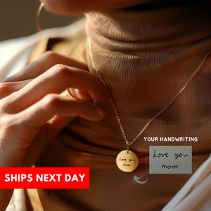 Handschriftketting, aangepaste daadwerkelijke handschriftsieraden, kenmerkende cirkelbedelketting, herdenkingscadeau voor moeder, gepersonaliseerd cadeau, schijf