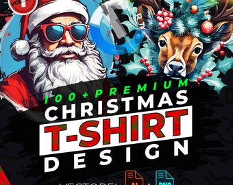 Christmas vol.1 T-Shirt Design Bundle Suitable for Printing, 100+ High Quality Graphics, Vector Files, Ai, Png, No Background