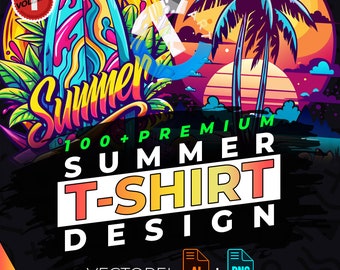 Summer vol.1 T-Shirt Design Bundle Suitable for Printing, Urban Style, 100+ High Quality Graphics, Vector Files, Ai, Png, No Background