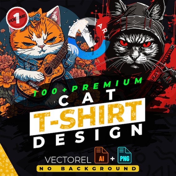 Cat Vol.1 T-shirt Design Bundle Suitable for Printing, 100 +