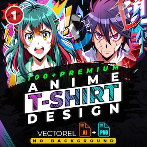 Anime vol.1 T-Shirt Design Bundle Suitable for Printing, Urban Style, 100+ High Quality Graphics, Vector Files, Ai, Png, No Background