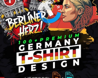 Germany vol.1 T-Shirt Design Bundle Suitable for Printing, 100+ High Quality Graphics, Graffiti Style, Vector Files, Ai, Png, No Background