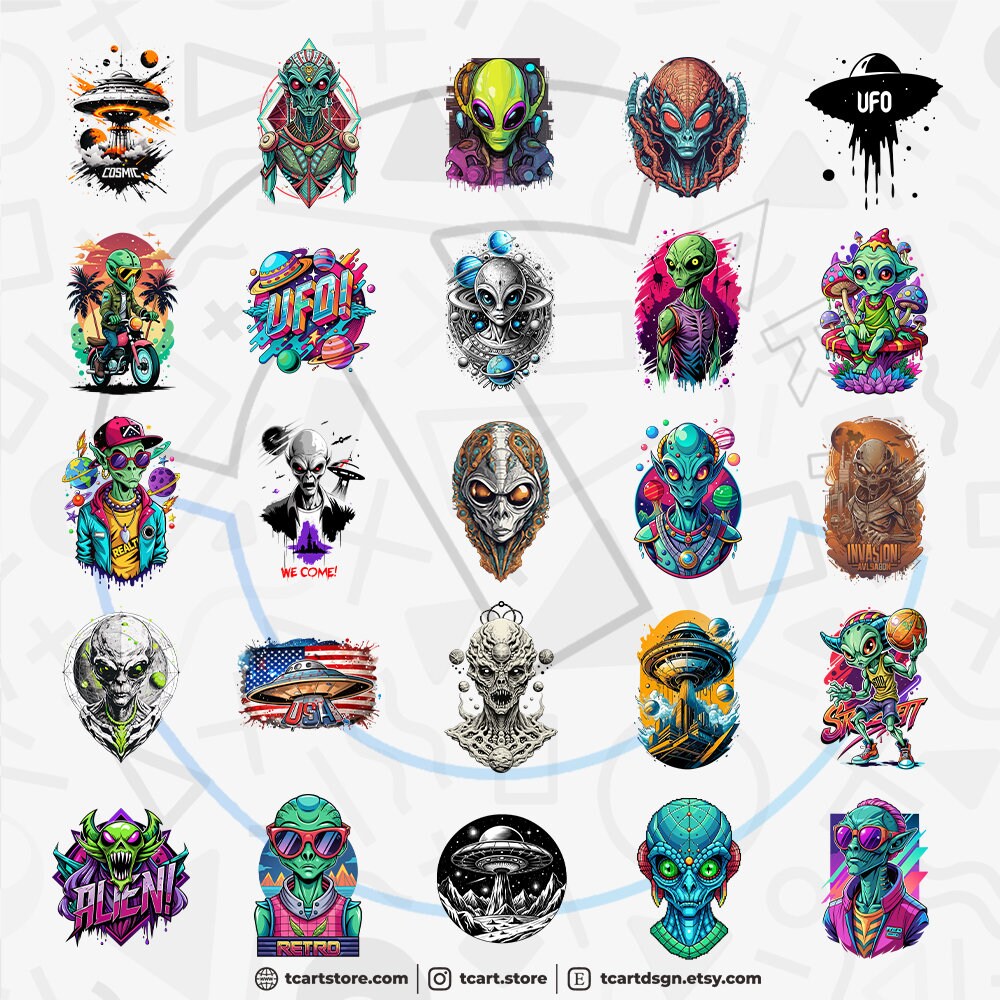 Alien Vol.1 T-shirt Design Bundle Suitable for Printing, 100+ High ...