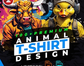 Animal vol.2 T-Shirt Design Bundle Suitable for Printing, 100+ High Quality Urban Graphics, Vector Files, Ai, Png, No Background, Sticker
