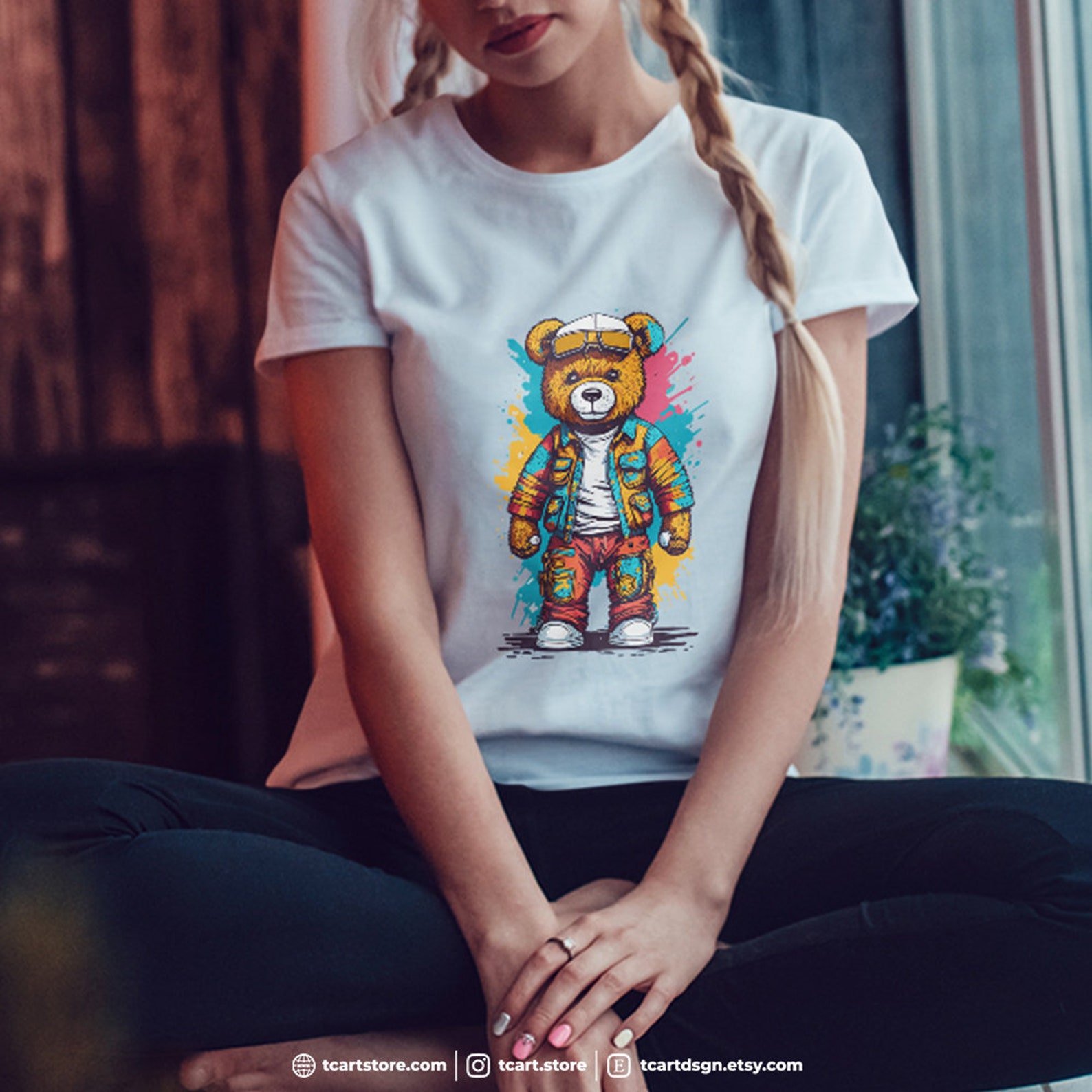 Neon Floral Bears T-shirt for Women main image 1