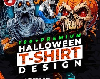 ハロウィン vol.3 Tシャツデザインバンドル 印刷に最適、100点以上の高品質グラフィック、ベクターファイル、Ai、Png、背景なし、ステッカー