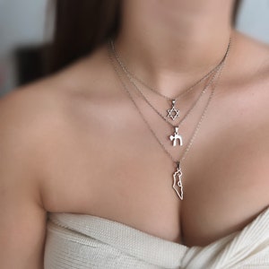 Set di collane di Israele. Simbolo ebraico. Made in Israel. Supporta Israele. Stella di David. Collana Chai. Mappa di Israele.