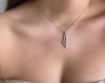 Israel map necklace. Jewish symbol. Made in Israel. Support Israel. Star of David necklace. Magen David.