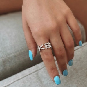 Silver 925 Initials Ring, Initial Ring , Name Ring , Letters Ring ,