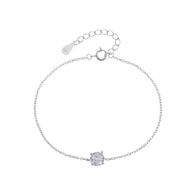 Bracelet solitaire diamant rond, bracelet diamant, bracelet solitaire, bracelet minimaliste en argent sterling image 5