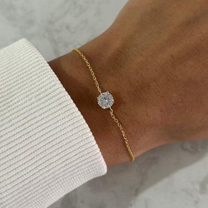 Bracelet solitaire diamant rond, bracelet diamant, bracelet solitaire, bracelet minimaliste en argent sterling image 4