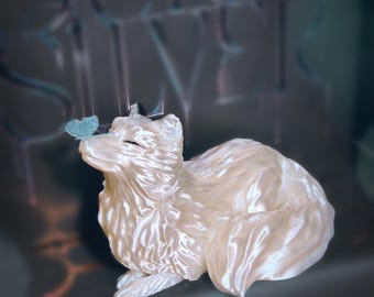 Onyx/White fox with butterfly