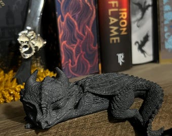 3D Printed Sleeping Dragon Figurine, Fantasy Decor