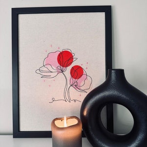 geborduurde kunst &quot;Zoete bloem&quot; op 100% canvas, 30x40cm, goed cadeau voor Kerstmis, Verjaardag, open haard, thuis, op kantoor