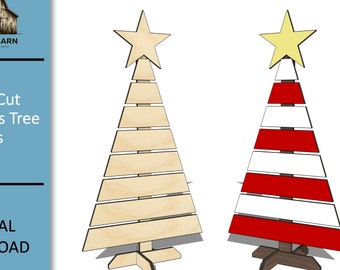Árbol de Navidad de madera DIY, archivos SVG, archivos cortados con láser, xTool, archivos Glowforge, SVG, decoración de árbol de Navidad, archivos láser, Ai, DXF