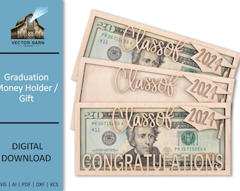 Graduation Money Holder SVG Laser Cut File, Class of 2024 (Digital Download)