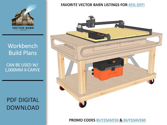 CNC Table Workbench Plans | 1000mm X-carve, Storage (PDF Plans) - Etsy