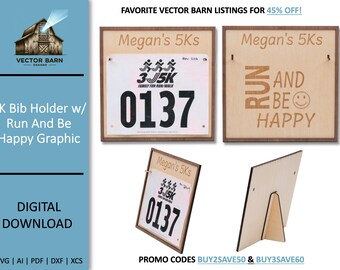 5K Bib Holder SVG File: Laser Cut Running Award Frame (Digital Download)