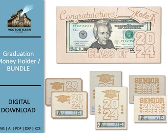 Paquete SVG de portamonedas de graduación, archivos cortados con láser (descarga digital)
