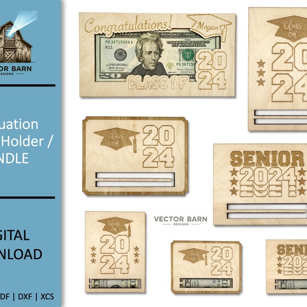 Laser Cut Bundle Graduation Money Holder SVG File Glowforge Cut File Xtool Laser Cut File Class of 2024 Graduation Laser Engraving Bundle