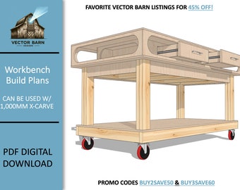Planos de construcción de banco de trabajo CNC / Mesa de bricolaje para manualidades y taller (planos en PDF)
