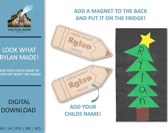 Pencil Magnet SVG File: Kids Artwork, Fridge Art (Digital Download)