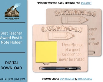 Porta post-it per insegnanti, file SVG tagliato al laser (download digitale)