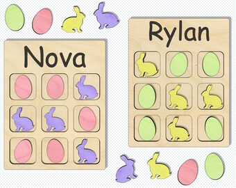 Archivos SVG del juego de tres en raya de Pascua cortados con láser (descarga digital)
