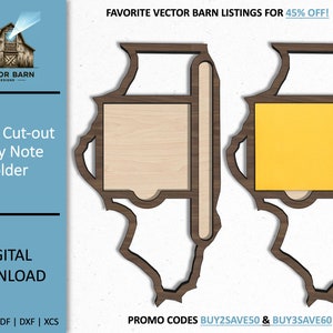 Notitiehouder SVG-bestand lasergesneden bestand digitale download Glowforge gesneden bestanden notitiehouder lasergraveerbestanden Illinois SVG-laser