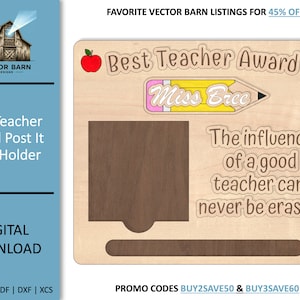 Teacher Sticky Note Holder SVG: Laser Cut Desk Organizer (Digital Download)