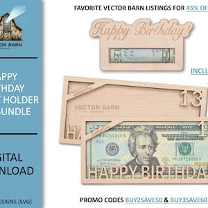 Birthday Money Holder SVG Files Digital Download Glowforge Cut File Xtool Cut File Laser Svg Files Svg Money Holder Bundle Gift Svg