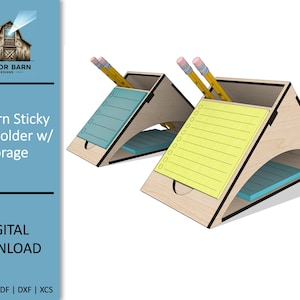 Porta-notas autoadesivo moderno cortado a laser Arquivo SVG Arquivos cortados a laser Arquivos cortados Glowforge Suporte para bloco de notas Suporte para lápis Organização de mesa Arquivos a laser