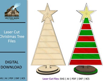 Archivos SVG de árbol de Navidad cortados con láser, Glowforge, xTool (descarga digital)